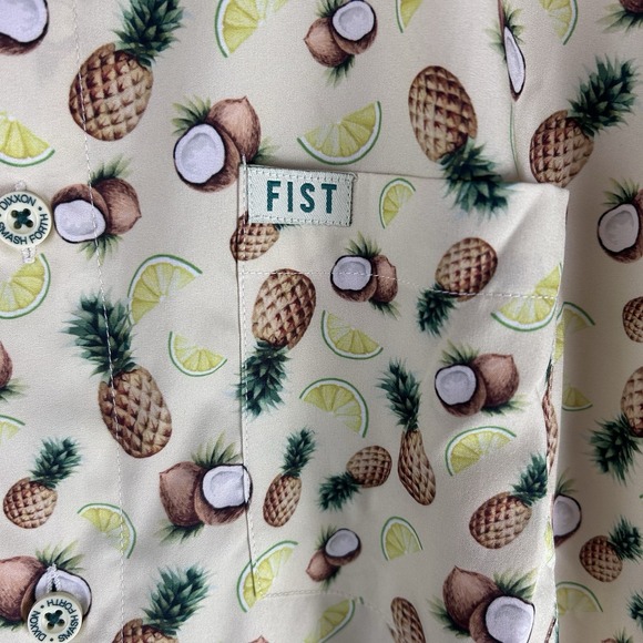 Dixxon Fist Mens XL Pina Colada Coconut Pineapple Lime Hawaiian Button Shirt - Picture 5 of 11
